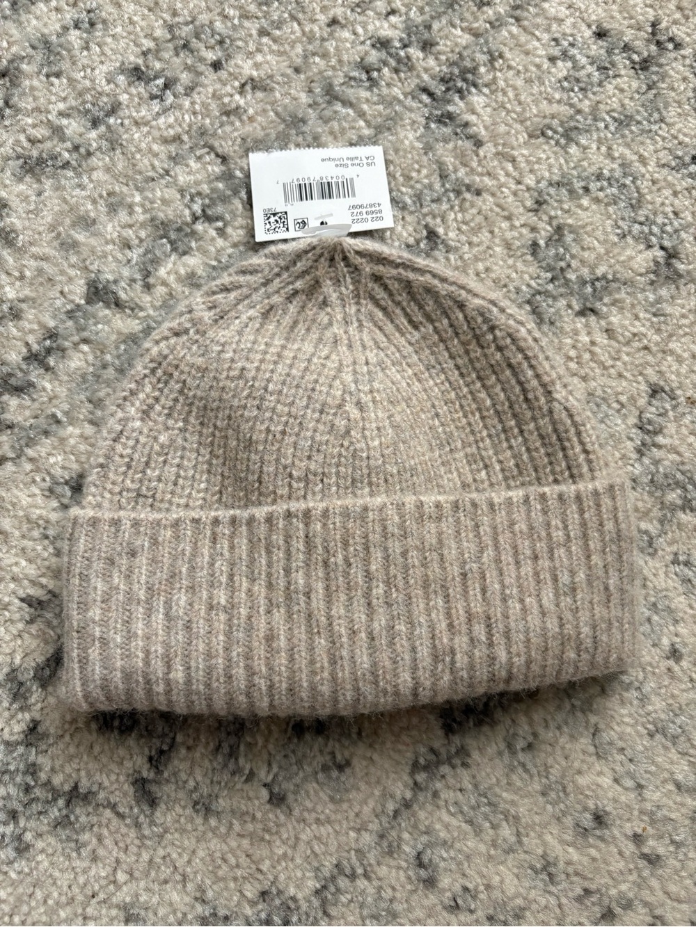 Neutral Ribbed Knit Beanie - Beige